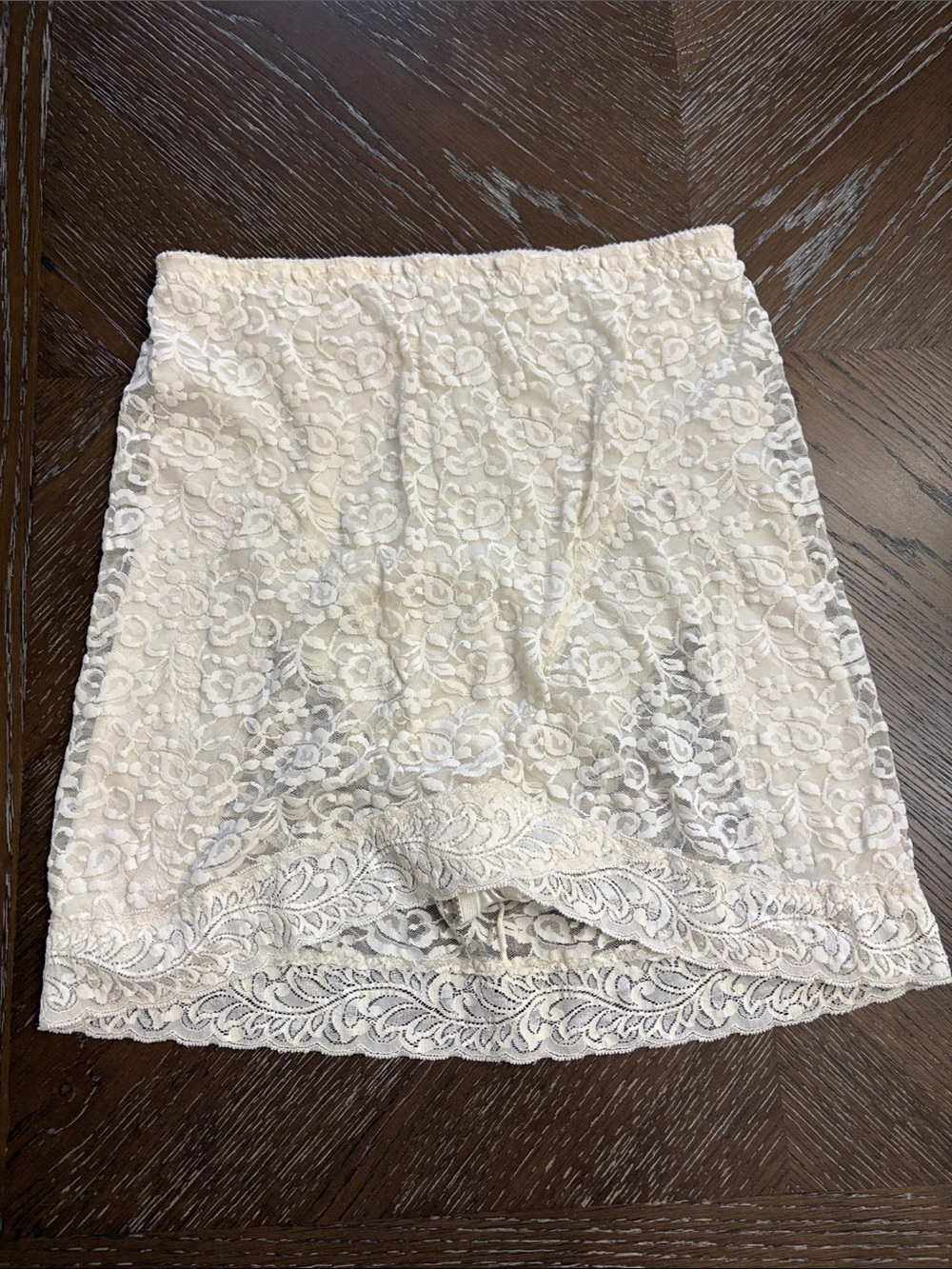 Vintage Lily of France off white lace with built in panties mini slip Size M